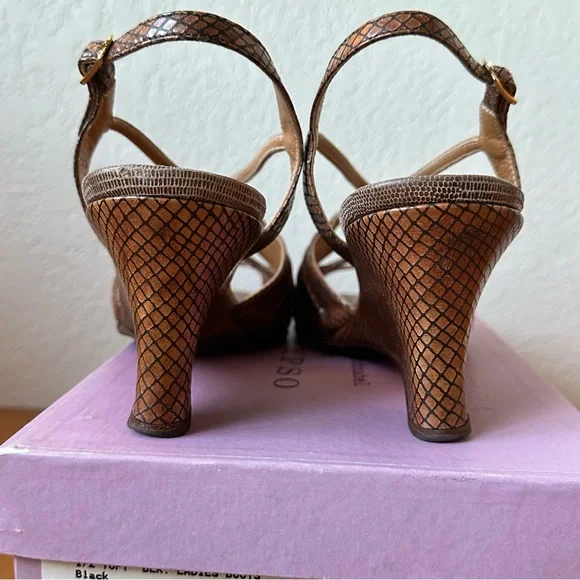 Calypso for Jacqueline Schnabel Snakeskin Embossed Wedges - Picture 5 of 7